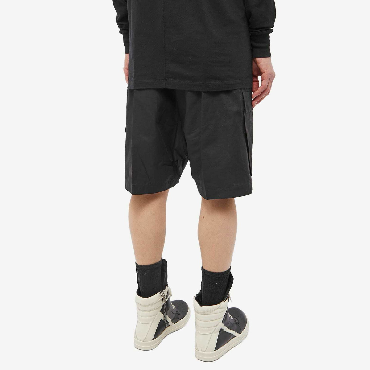 Rick Owens Men's Cotton Ripstop Cargo Bela Short in Black