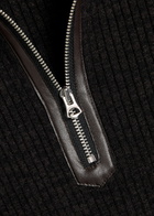 Rag & Bone Caterina Ribbed Wool-blend Polo top Dark Brown