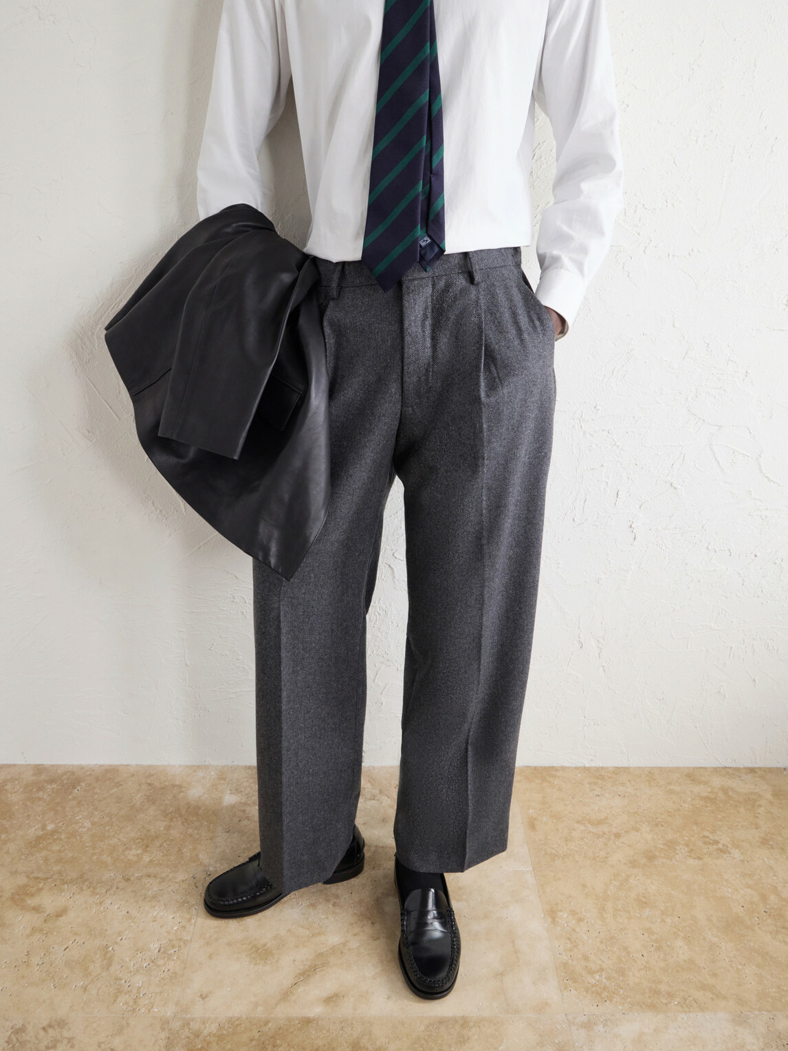 NN07 - Kay 10073 Straight-Leg Pleated Herringbone Wool-Blend Trousers - Gray