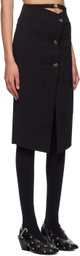 J KOO Black Belted Midi Skirt