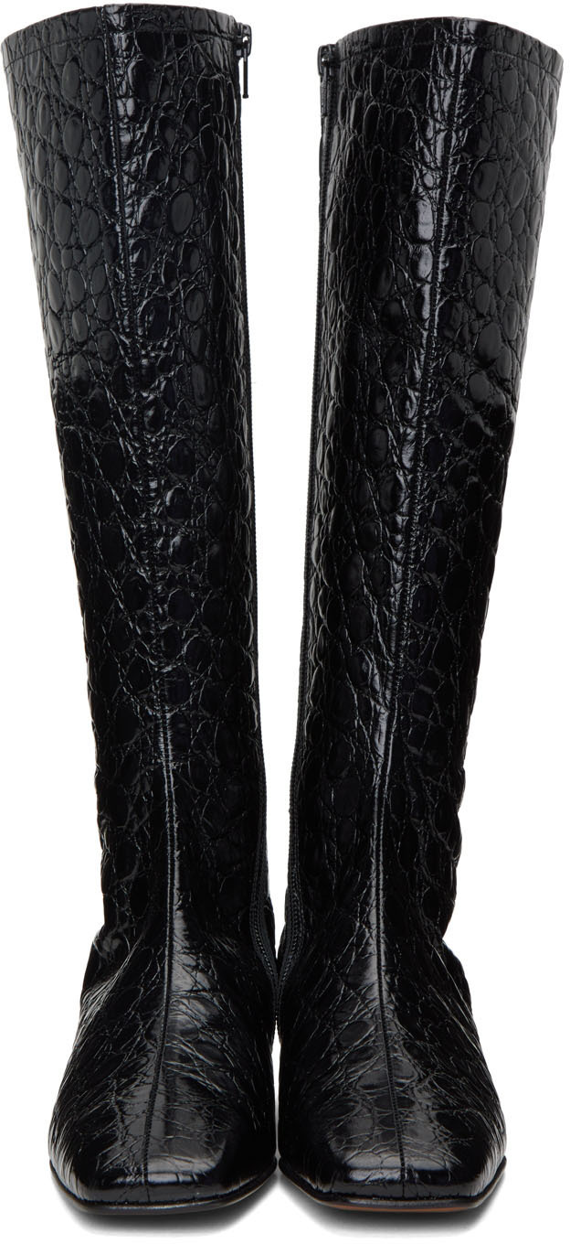 BY FAR Black Croc Edie Boots By Far