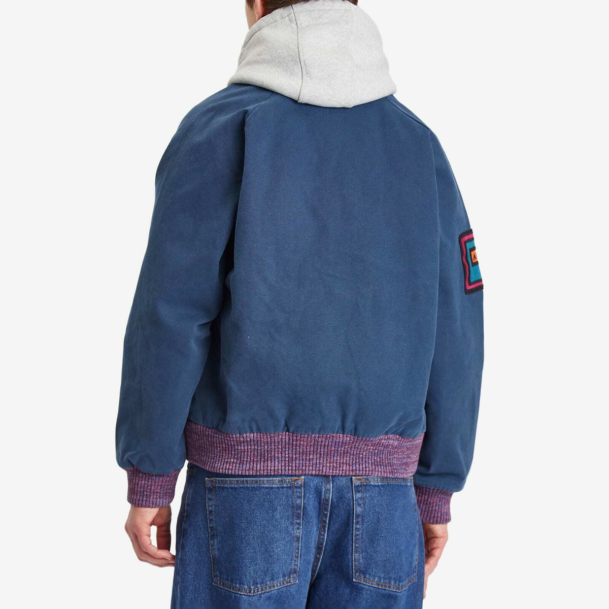 By Parra Men's Skull Stalker Varsity Jacket in Washed Blue