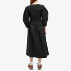 GANNI Women's Open-Neck Smock Long Dress in Black