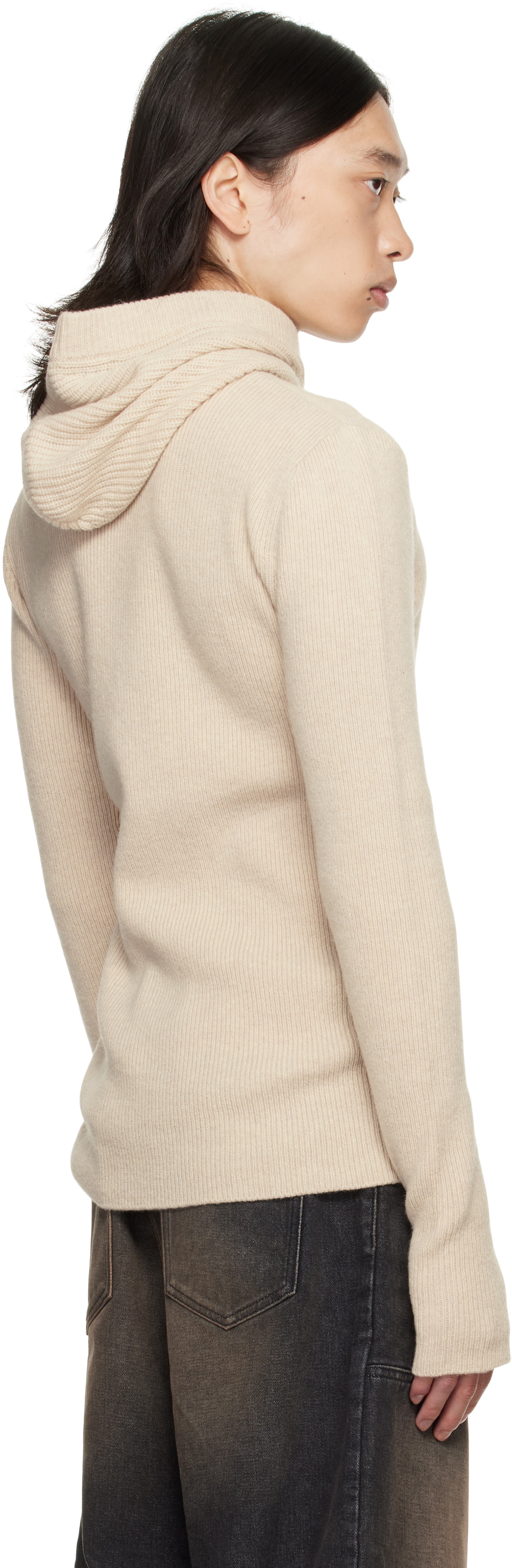 EGONlab Beige Knit Hoodie