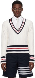 Thom Browne Off-White Cable Knit Sweater