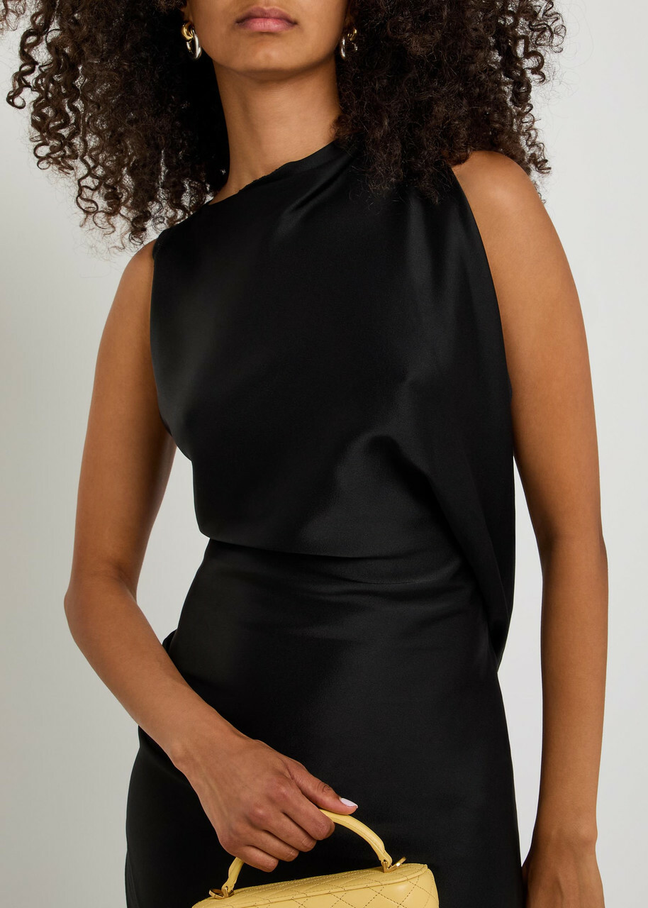Victoria Beckham Kira Draped Satin-crepe Gown Black