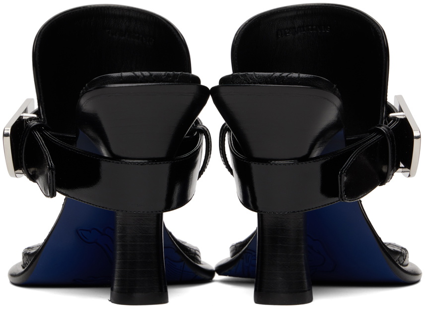 Burberry Black Leather Bay Heeled Sandals Burberry