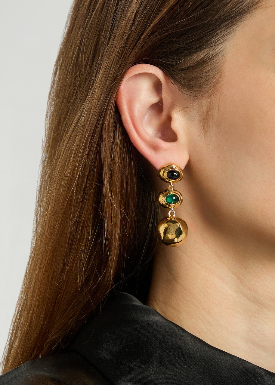 Joanna Laura Constantine Oval Cabochon 18kt Gold-plated Drop Earrings - One Size