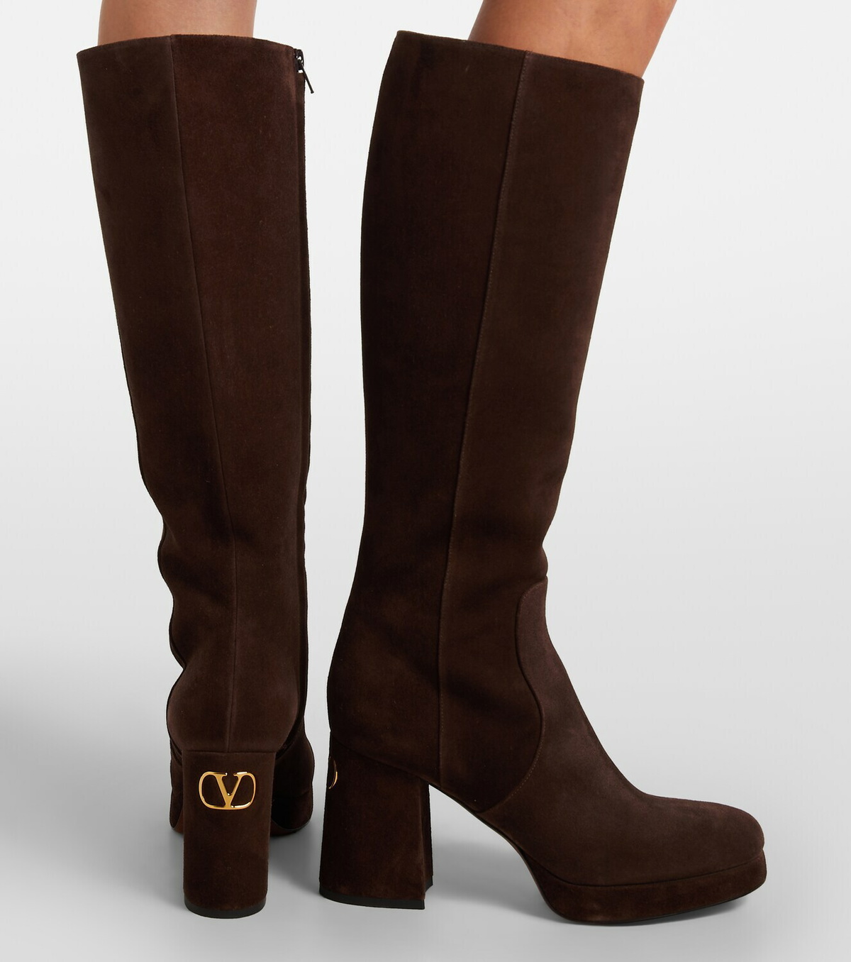Valentino Garavani Fawcette VLogo suede knee-high boots