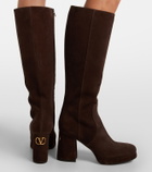 Valentino Garavani Fawcette VLogo suede knee-high boots