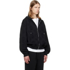 Casablanca Black Applique Monogram Zip‑Up Hoodie