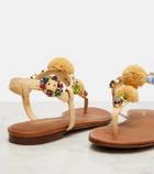 Dolce&Gabbana Embellished raffia-effect thong sandals