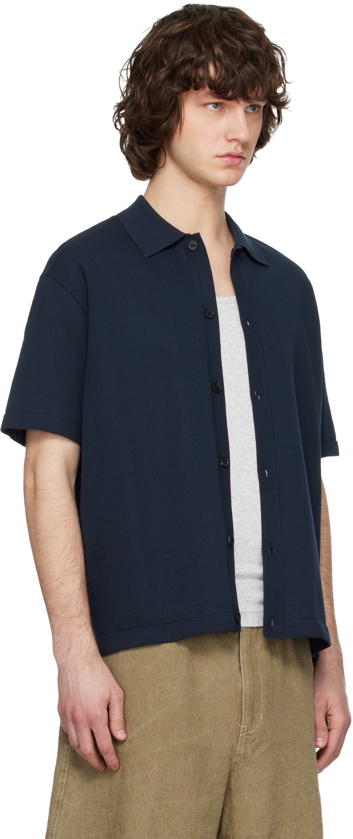 Solid Homme Navy Cotton Polo