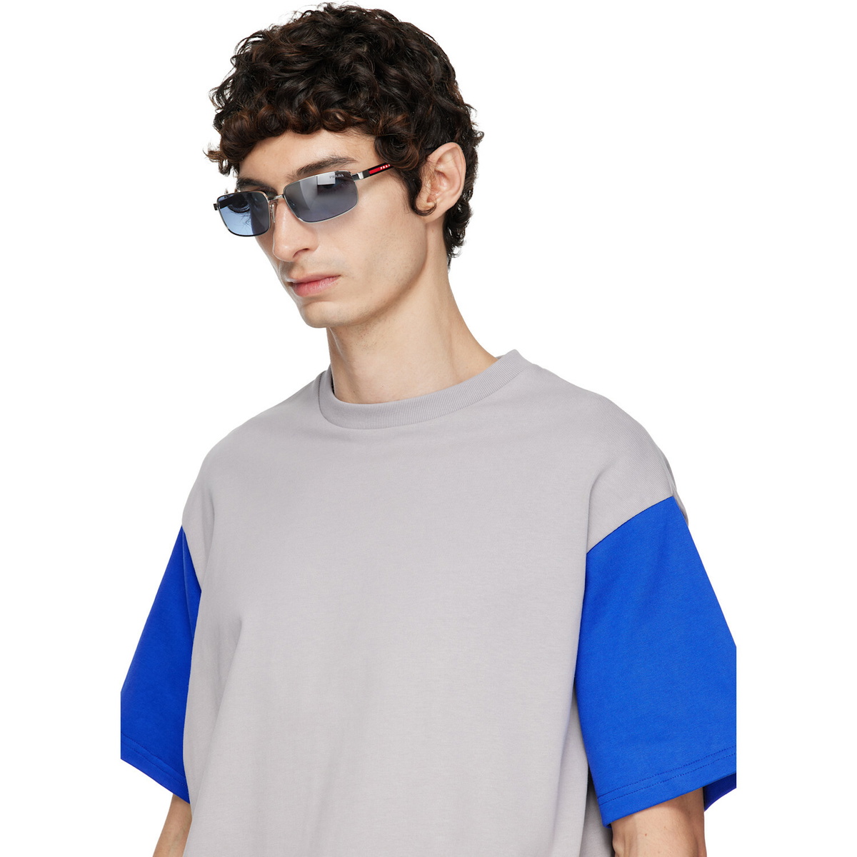 Prada Eyewear Silver Linea Rossa Sunglasses