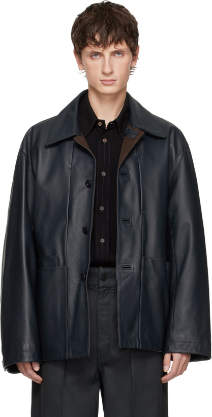 Photo: LEMAIRE Black Workwear Leather Jacket