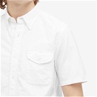 Beams Plus Men's Button Down Short Sleeve Oxford Shirt in White