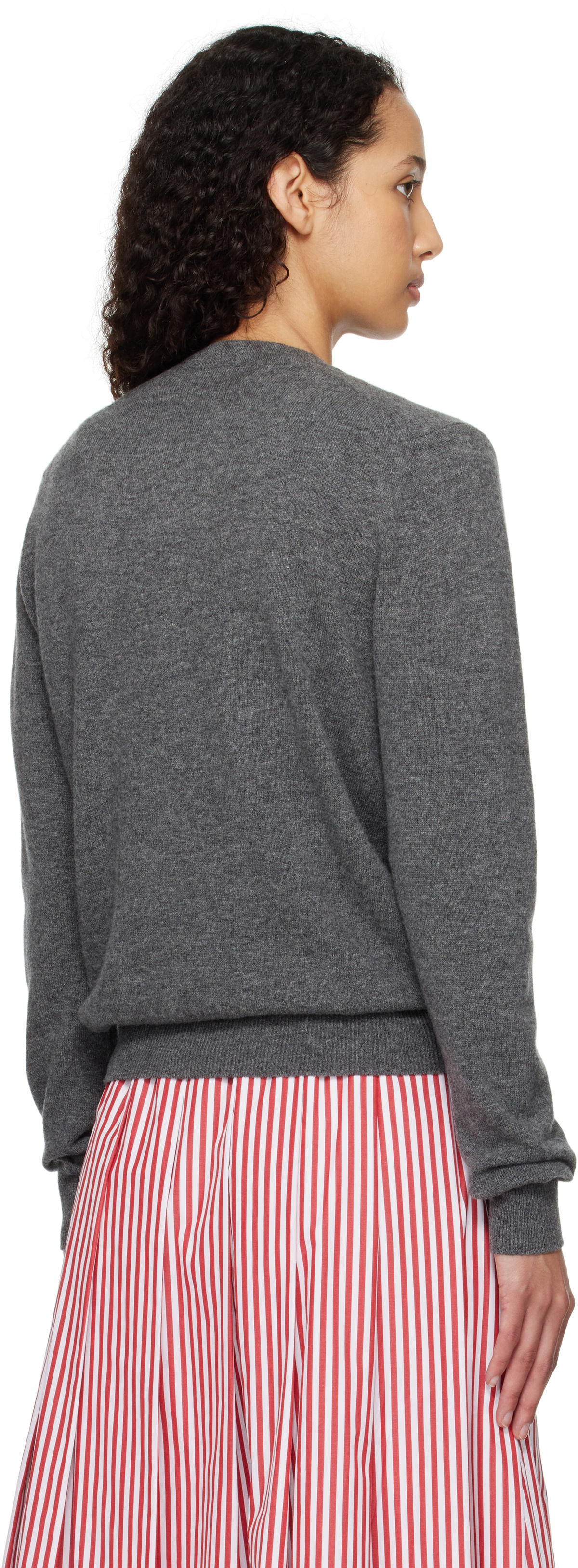 COMME des GARÇONS PLAY Gray Round Neck Cardigan