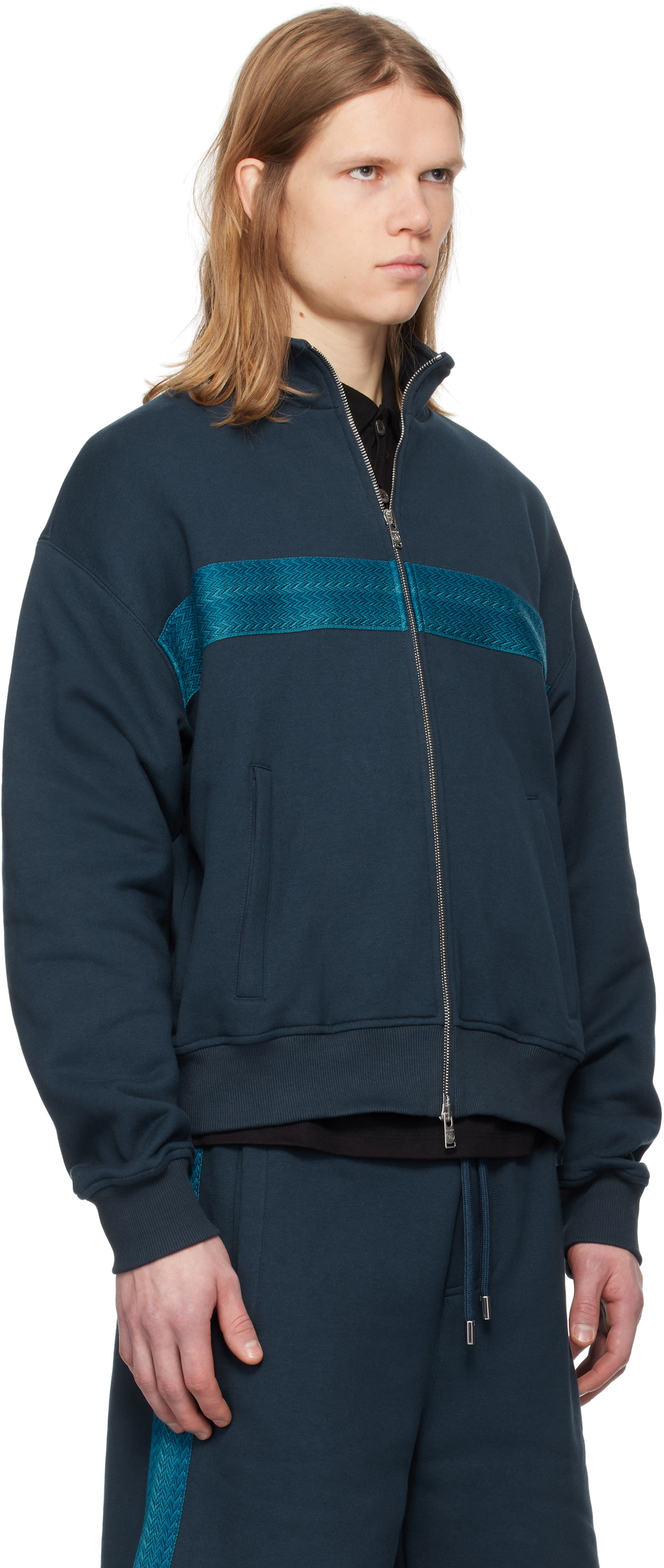 Lanvin Blue Curb Zipped Jacket Lanvin