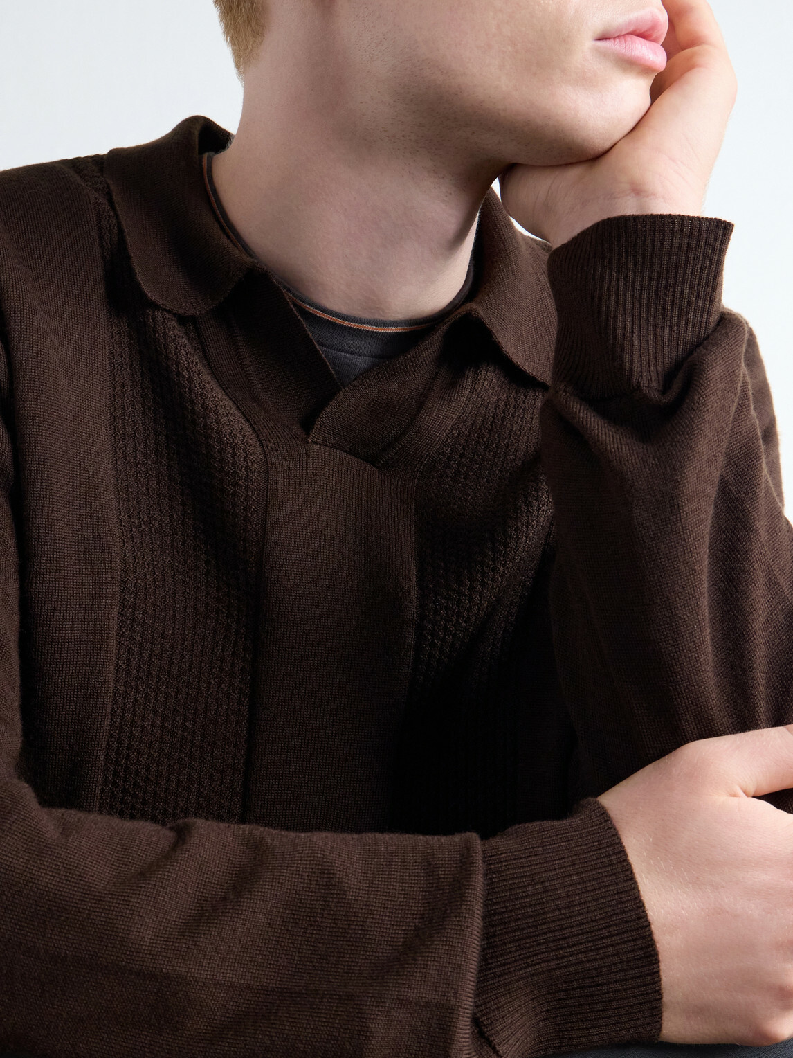 Altea - Virgin Wool Polo Sweater - Brown