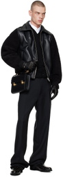 Random Identities Black Faux-Shearling & Faux-Leather Bomber Jacket