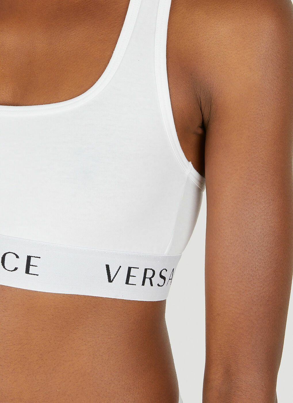 White Greca-jacquard jersey bra, Versace