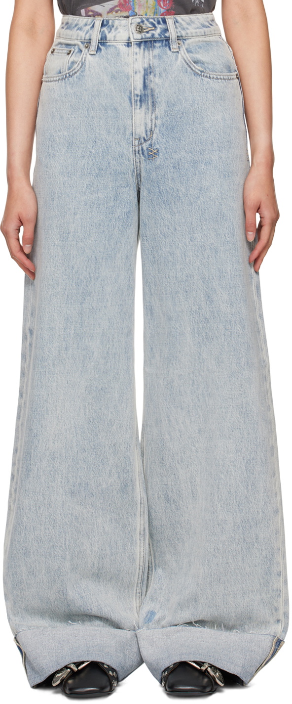 Ksubi Blue Strider Worn Cuffed Jeans Ksubi