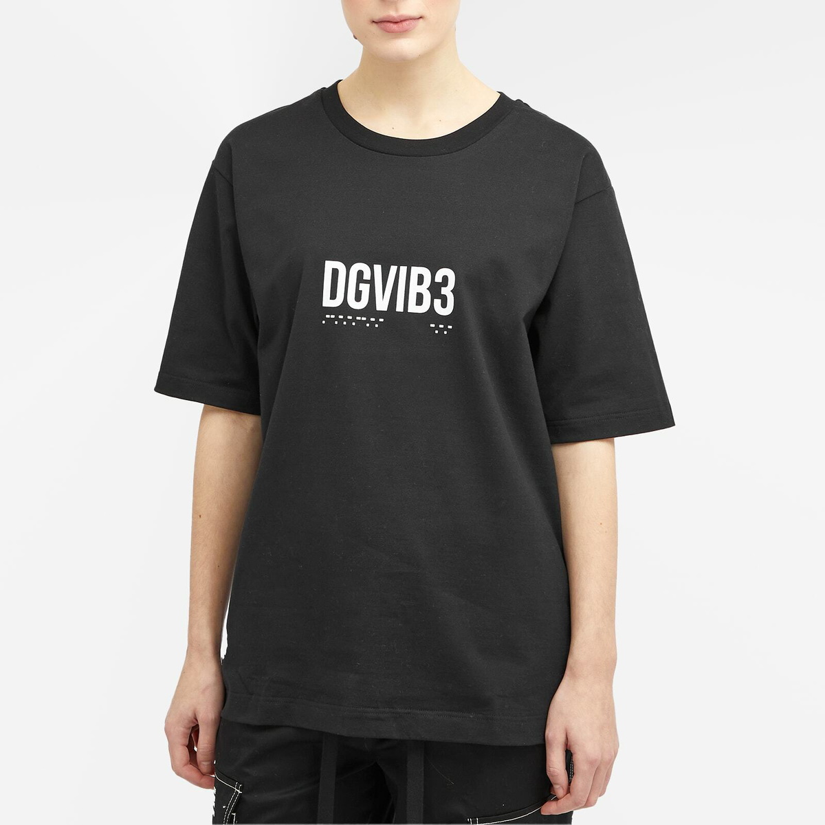 Dolce & Gabbana Women's Vibe Stamp Logo T-Shirt in Black