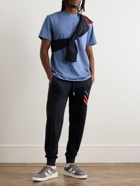 Moncler - Logo-Appliquéd Webbing-Trimmed Cotton-Blend Jersey Sweatpants - Blue