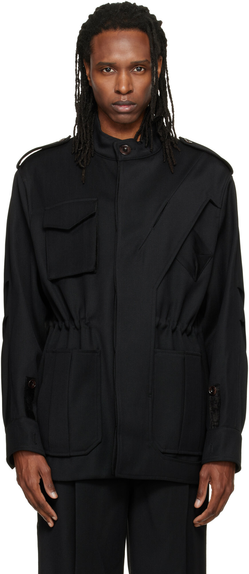 NULLUS Black Deconstructed Parka Jacket