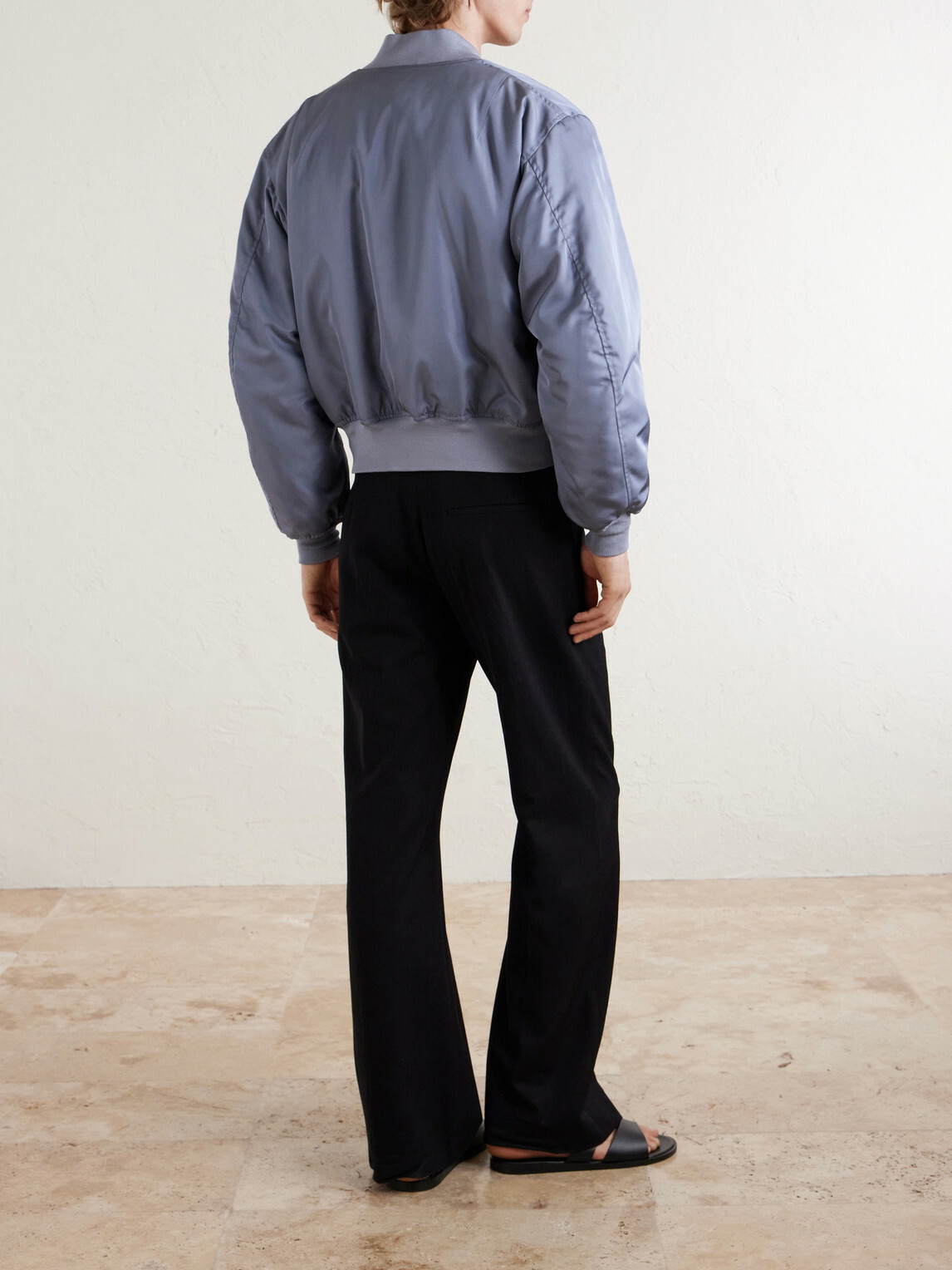 Auralee - Silk-Twill Bomber Jacket - Blue