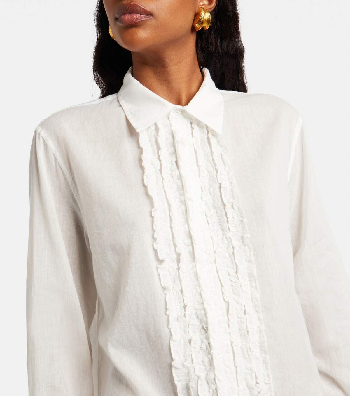 Nili Lotan Nathael ruffled cotton poplin shirt