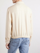 Brunello Cucinelli - Herringbone Wool, Silk and Linen-Blend Blouson Jacket - Neutrals