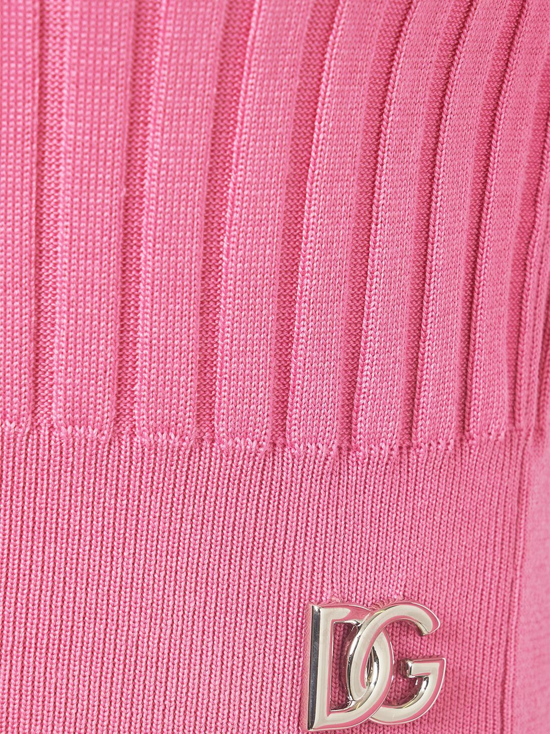 DOLCE & GABBANA - Rib Knit Silk Crop Sweater Dolce & Gabbana