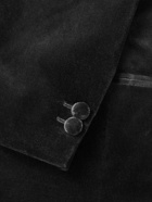 Mr P. - Cotton-Blend Velvet Tuxedo Jacket - Black