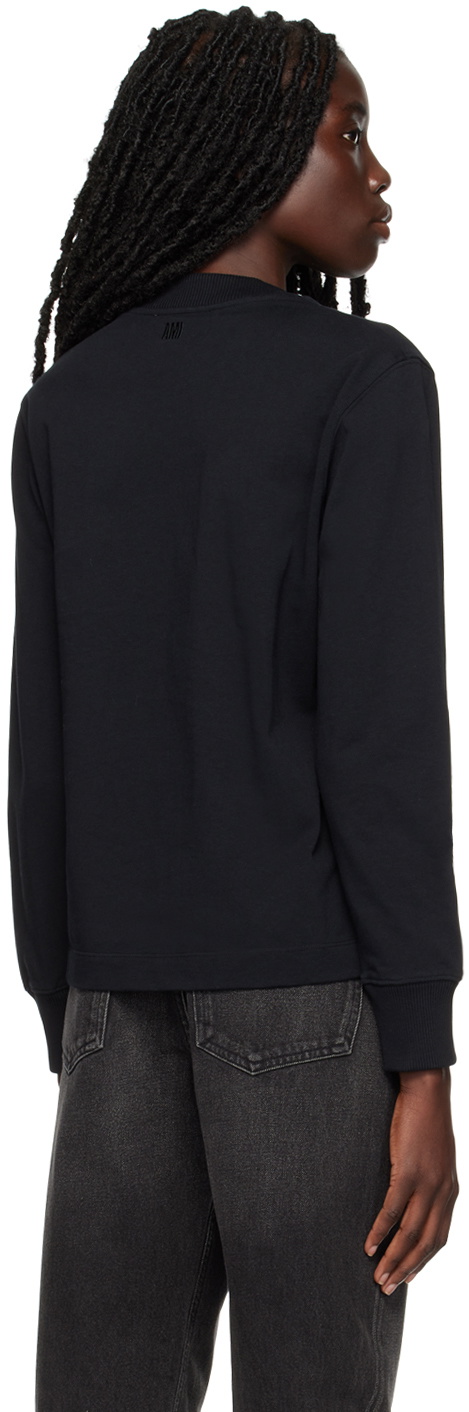AMI Paris Black Ami de Cœur Long Sleeve T-Shirt