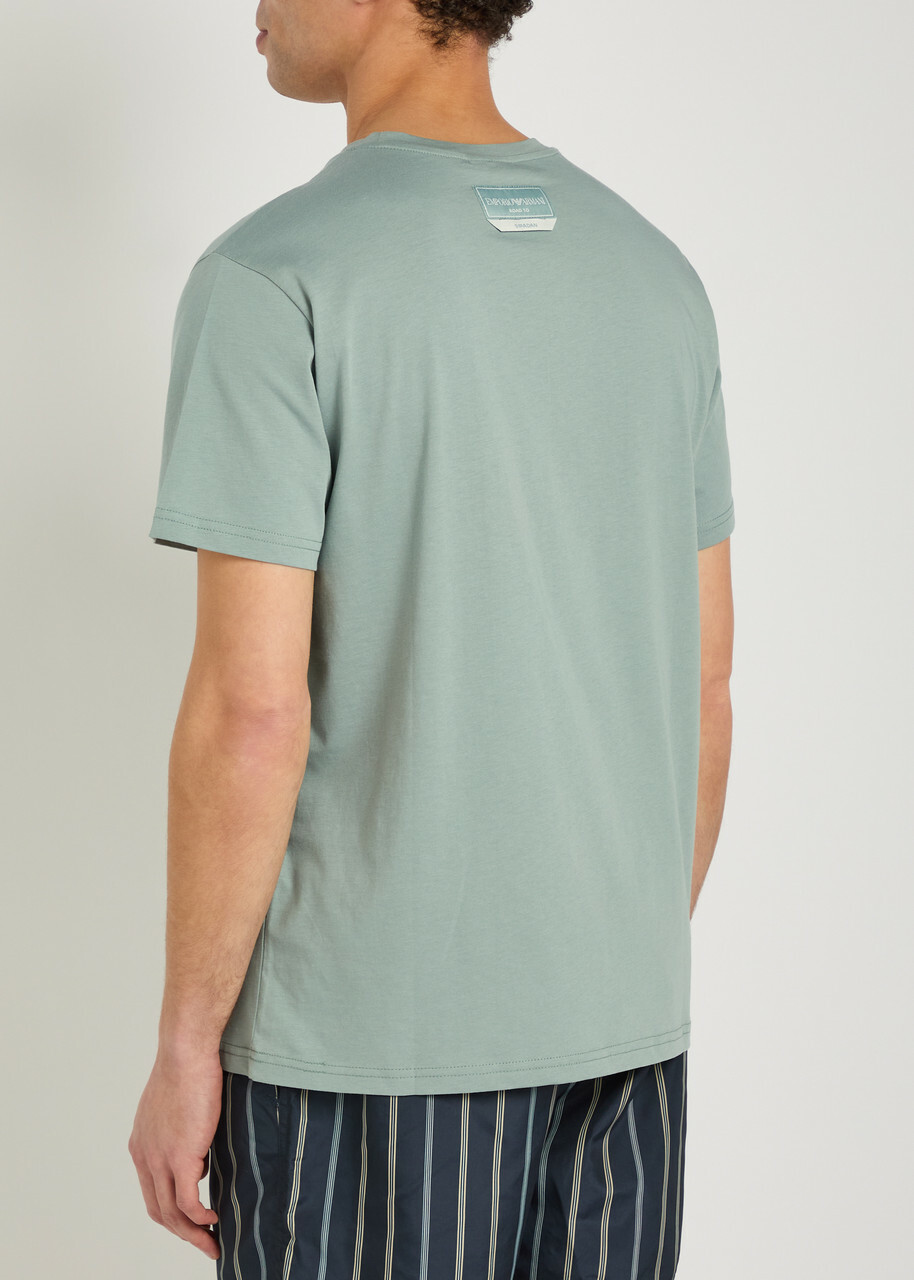 Emporio Armani Printed Cotton T-shirt Blue