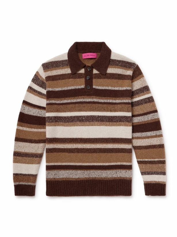 Photo: The Elder Statesman - Striped Cashmere Polo Shirt - Brown