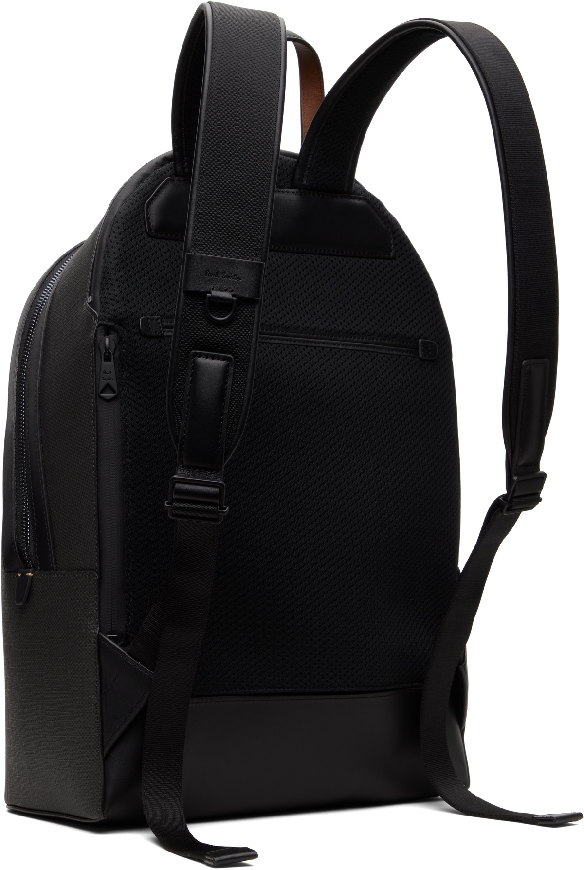 Paul Smith Black Coated Canvas Signature Stripe Pocket Backpack