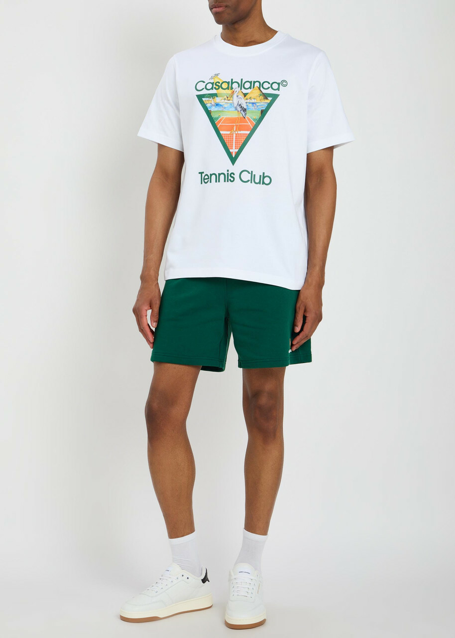 Casablanca Logo Cotton Shorts Green