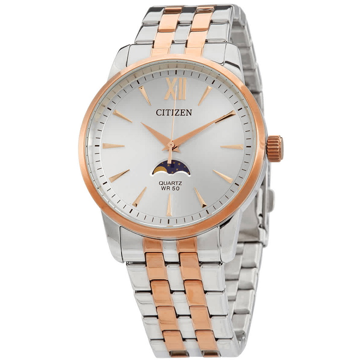 Photo: Citizen Quartz Moonphase Silver Dial Mens Watch AK5006-58A