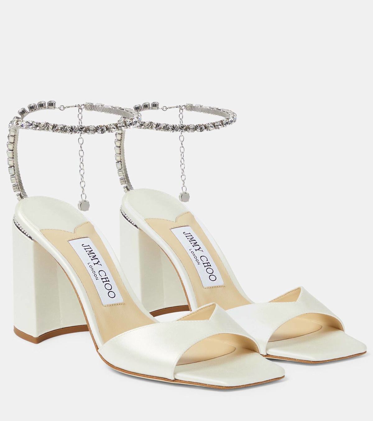 Jimmy Choo Saeda 85 embellished satin sandals Jimmy Choo