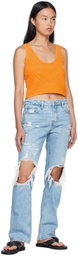 FRAME Orange Viscose Tank Top