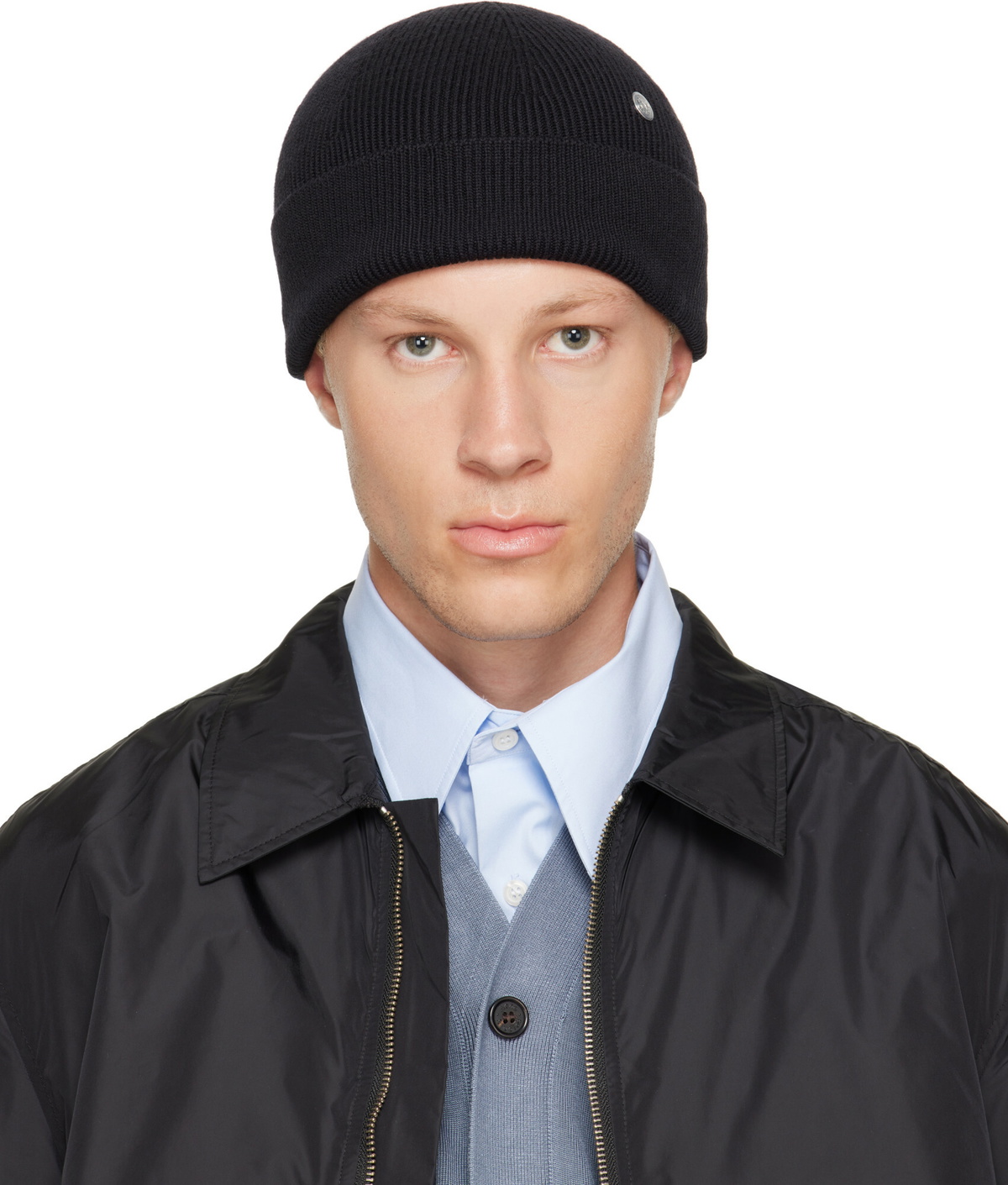 Acne Studios Black Wool Rivet Beanie Acne Studios