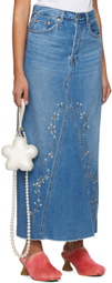 Anna Sui SSENSE Exclusive Blue Denim Midi Skirt