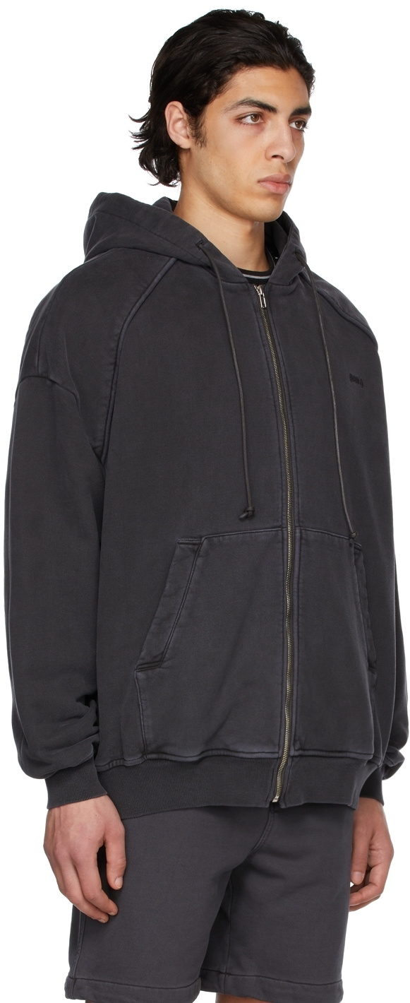 Juun.J Grey Garment-Dyed Zip Hoodie Juun.J Juun.J Grey Garment-Dyed Zip Hoodie Juun.J