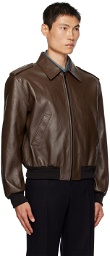 Recto Brown Zip Leather Jacket