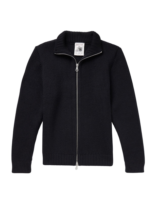 Photo: S.N.S. Herning - Virgin Wool Zip-Up Cardigan - Blue