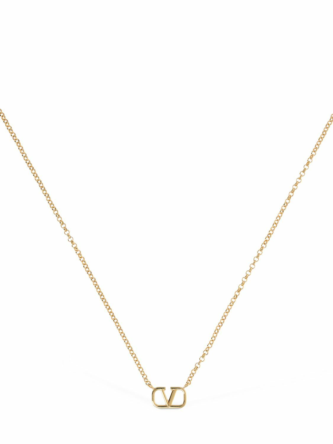 V Logo Charm Long Necklace