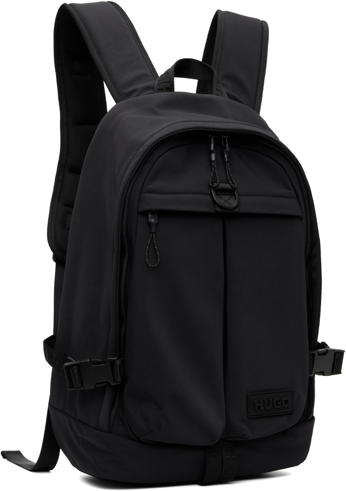 Hugo Black Logo Patch Backpack