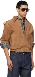 TONYWACK Tan Goat Suede Bomber Jacket